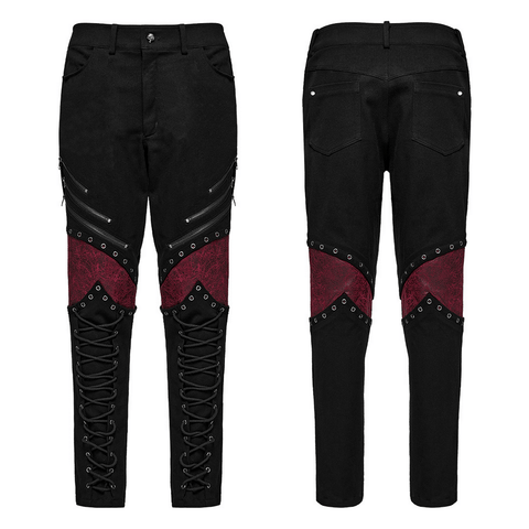Punk Style Black Pants with Buckles and Drawstrings.