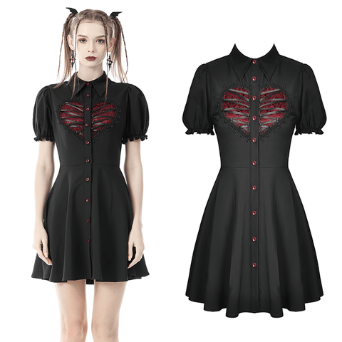 Doll Collar Sweetheart Dress - Perfect for Dark Romantic Looks.