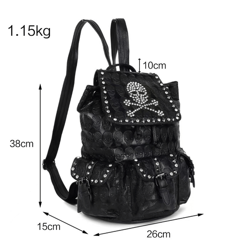 Fashion Meets Gothic - Women's Skull-Patterned Backpack.