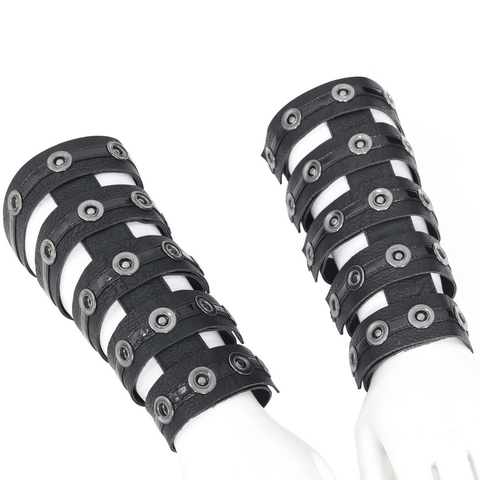 Punk Unisex Arm Bracers - Leather With Buckle Accent.