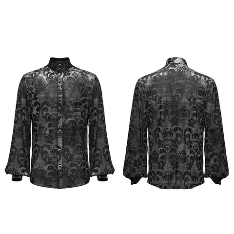 Men’s Gothic Long Sleeves Shirt - Intricate Floral Design.