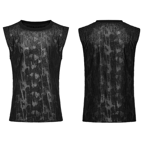 Gothic Sleeveless Top with Eyelet Detail for Men.