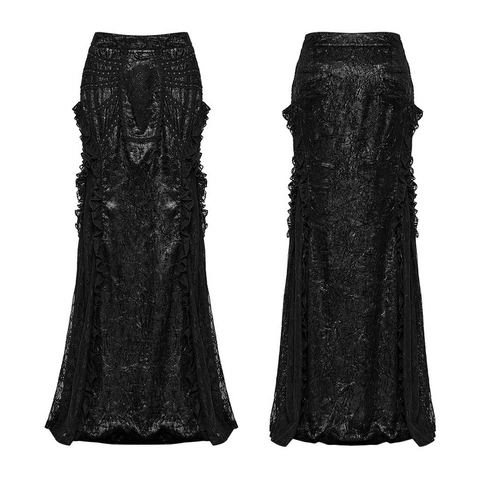 Women's Vampire Coffin Gothic Black Maxi Skirt.