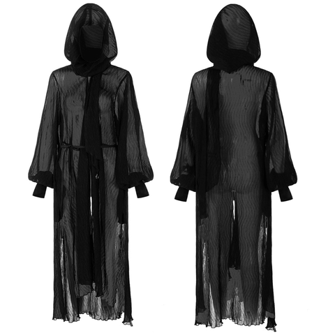 Dark Gothic Cape with Hood and Silver Moon Accents.