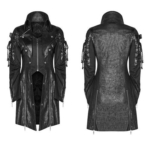 Men's Black Leather Long Sleeves Coats | Gothic Style.