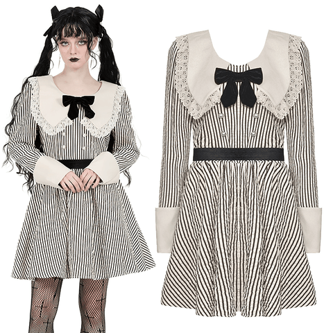 Channel Your Inner Goth Princess with This Striped Lace Dress.