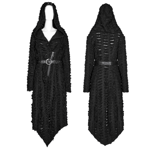 Asymmetrical Black Hooded Gothic Cape for Women.