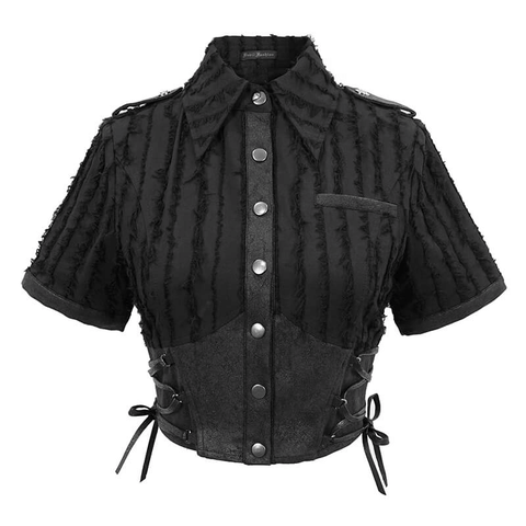 WOMEN'S BLACK SHORT SLEEVE SHIRT - GOTHIC TRENDY CLOTH.