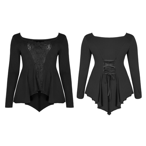 Vintage Lace-Up Back Flare Sleeves Gothic Top.
