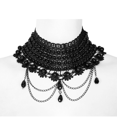 Victorian Elegance With an Edge: Black Pearl Choker.