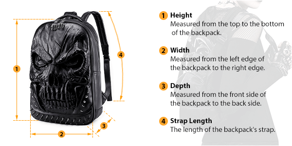 This picture shows how to measure Backpack size by HARD'N'HEAVY.
