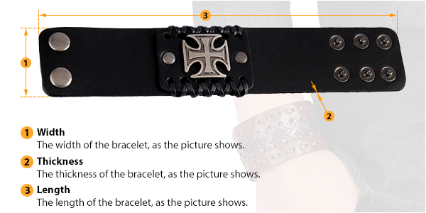 This picture shows how to measure Bracelet size by HARD'N'HEAVY.