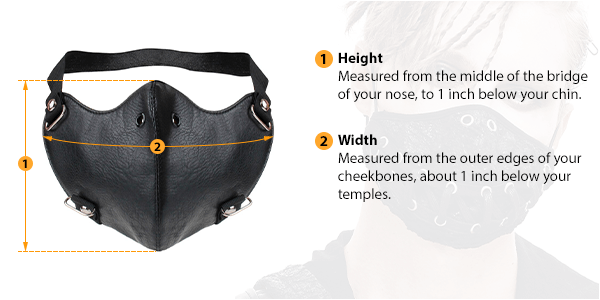 This picture shows how to measure Face Mask size by HARD'N'HEAVY.