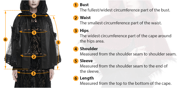 This picture shows how to measure Female Cape size by HARD'N'HEAVY.