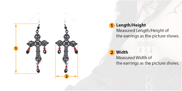 This picture shows how to measure Women's Earrings size by HARD'N'HEAVY.