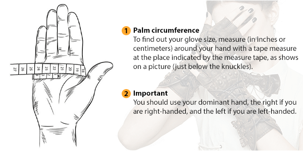 This picture shows how to measure Female Gloves size by HARD'N'HEAVY.