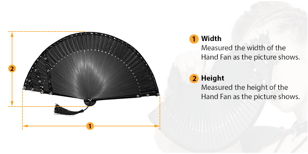 This picture shows how to measure Hand Fan size by HARD'N'HEAVY.