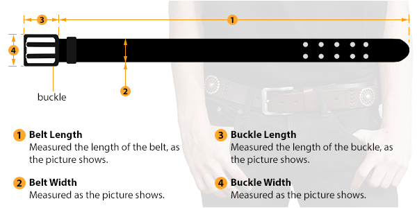 This picture shows how to measure Male Belt size by HARD'N'HEAVY.