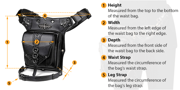 This picture shows how to measure Waist Bag size by HARD'N'HEAVY.