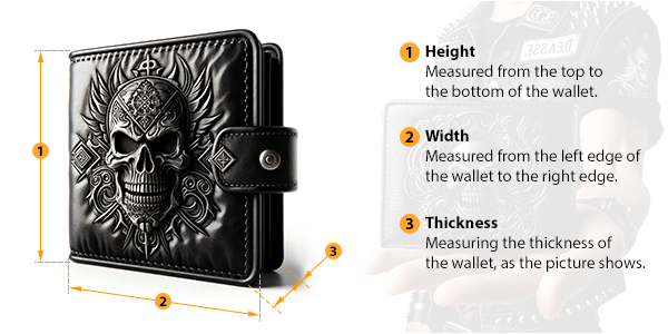 This picture shows how to measure Wallet by HARD'N'HEAVY.