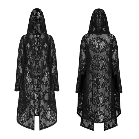 Black Lace Hooded Goth Jacket / Casual Elegance.
