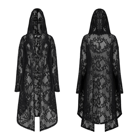 Black Lace Hooded Goth Jacket / Casual Elegance. 