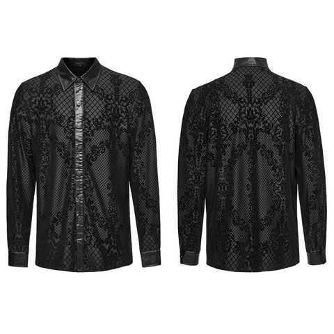 Designer Lace Flocked Goth Shirt, Tailored Fit and Style