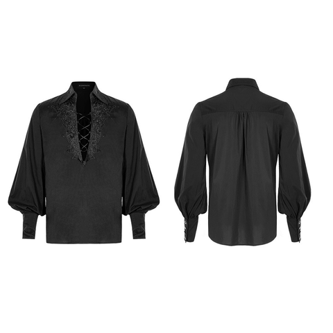 Mystical Gothic Fire Dragon Long Sleeve Shirt with Lace.