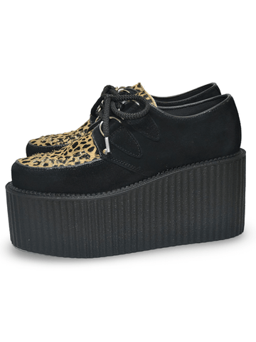 Suede and Fur Creepers with High Triple Sole.