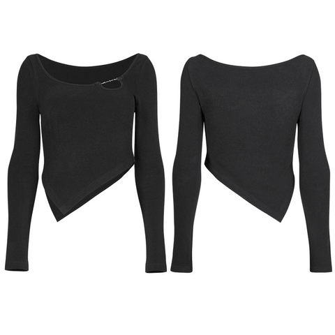 Asymmetrical Cross Chain Top: Edgy Style Meets Gothic Charm.