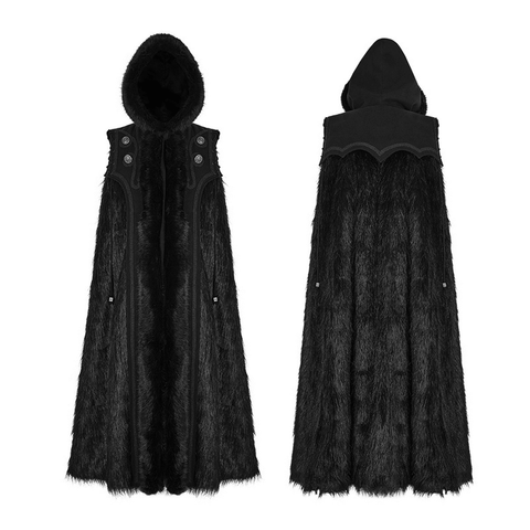 Gothic Witch Long Fur Cloak - Deluxe Hooded Cape.