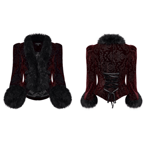 Opulent Fur-Trimmed Goth Short Jacket Style