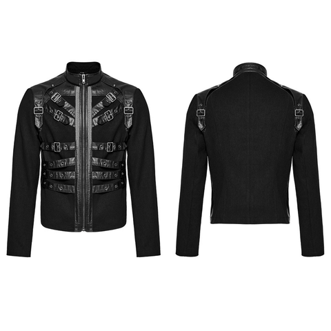 Edgy Style: Men's Black Biker Jacket with Eyelets.