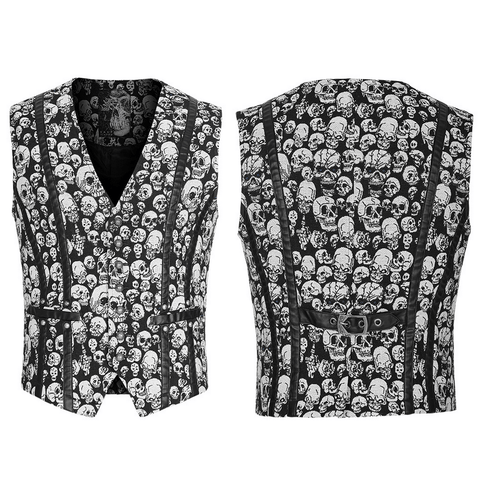 Goth Skull Pattern Waistcoat / Fitted Design.