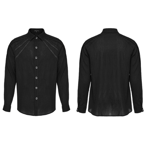 Edgy Goth Shirt with Pleated Design and Hand-Sewn Details