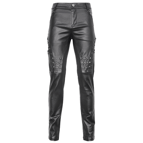 Rebel Rhythm - Men's Black Leather Biker Pants.