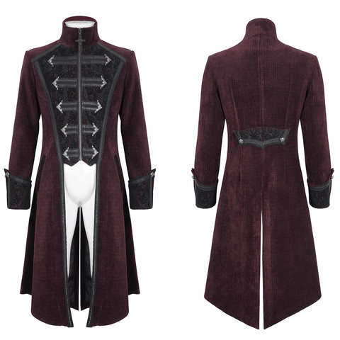 Gothic Steampunk Wine Red Coat with Detailing.