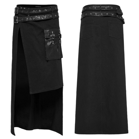 Versatile Punk Long Kilt - Detachable Utility Fashion.