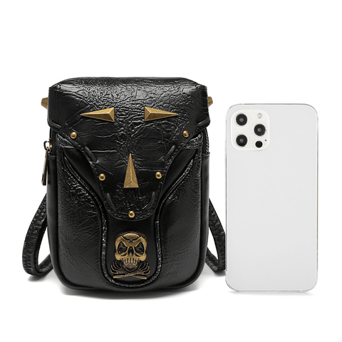 Gothic Motorcycle Flair - Women's Crossbody Mobile Phone Bag.