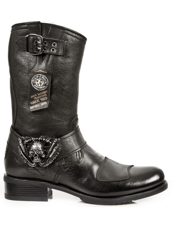 Men's Black Leather Urban Biker Boots with Zip.