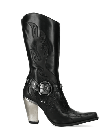 Stylish Urban Heeled Cowboy Boots in Black.