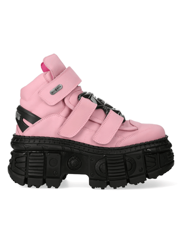 Stylish Pink-Black Rocker Genuine Leather Boots.