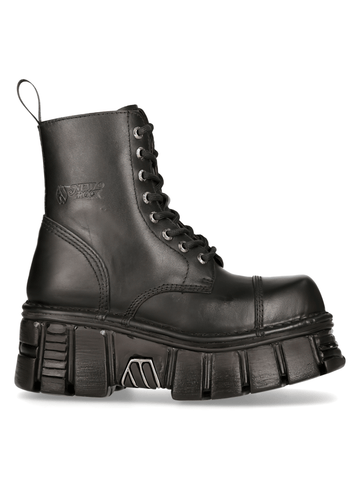 Minimalist Black Cow Leather Military Ankle Boots.