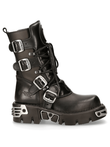 Gothic Punk Rock Black Buckled Boots.