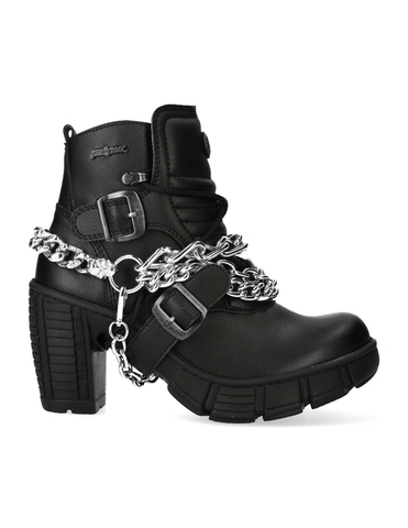 Rock-Inspired Black Chain Ankle Boots for Women.
