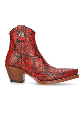 Ladies' Red Biker Style Leather Ankle Booties.