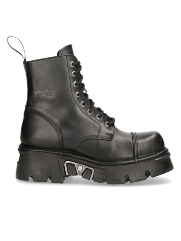 Elegant Black Leather Military Boots - Edgy Style.