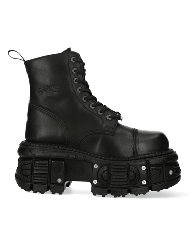 Studded Unisex Black Ankle Boots with Ultra Platform.