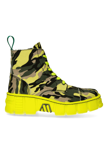 Vibrant Camouflage Lace-Up Ankle Boots.