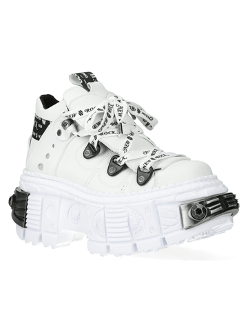 Punk Rock White Platform Ankle Boots for Goth Style.